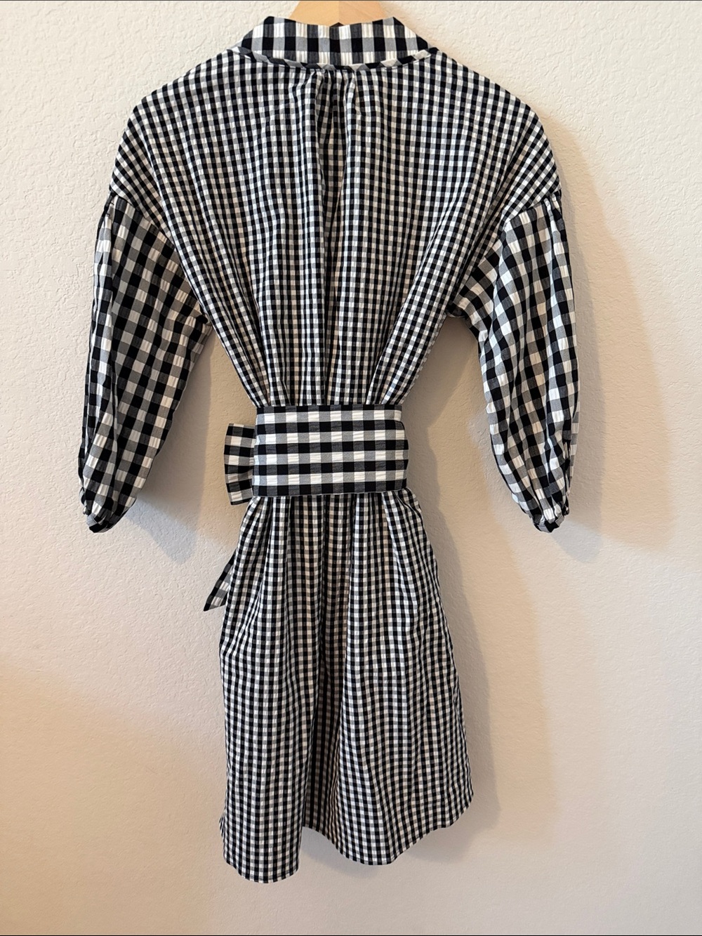 Tanya Taylor Rio Gingham Tie-Waist Shirtdress Black White 4 - Picture 11 of 16